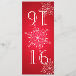 Elegante Schneeflocken Rot 2 Tischnummer