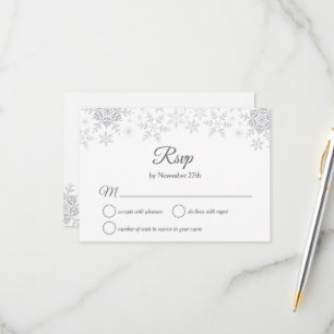 Elegante Schneeflocken Silver Christmas RSVP Karte
