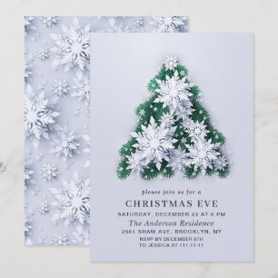 Elegante Schneeflocken Tree Holiday CHRISTMAS EVE Einladung