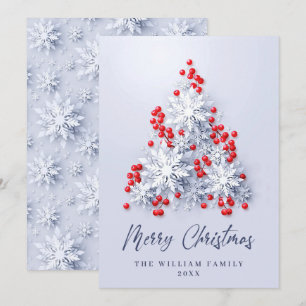 Elegante Schneeflocken Weihnachtsbaum Gruß Feiertagskarte
