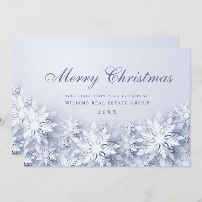 Elegante Schneeflocken Weihnachtsgrüße im Unterneh Feiertagskarte (Vorne/Hinten)