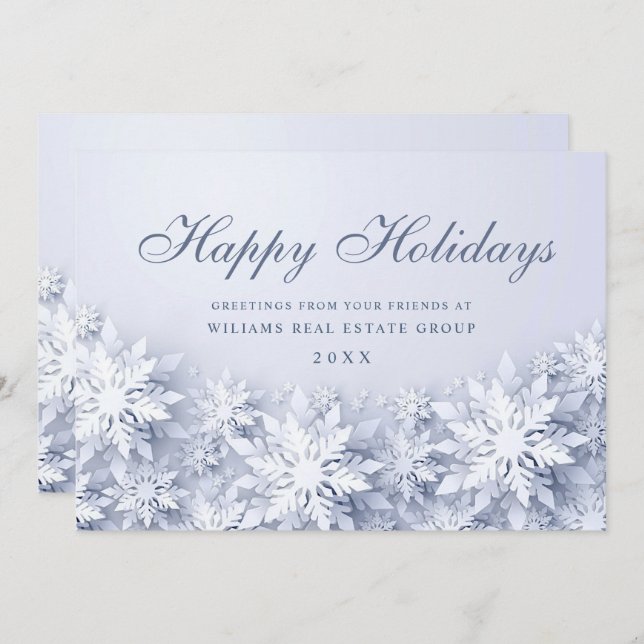Elegante Schneeflocken Weihnachtsgrüße im Unterneh Feiertagskarte (Vorne/Hinten)