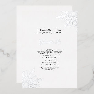 Elegante Schneeflocken Winter-Baby-Party Folieneinladung