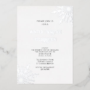 Elegante Schneeflocken Winter Solstice Feier Folieneinladung