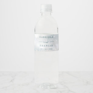 Elegante Schneeflocken Winter Wonderland Hochzeit Wasserflaschenetikett