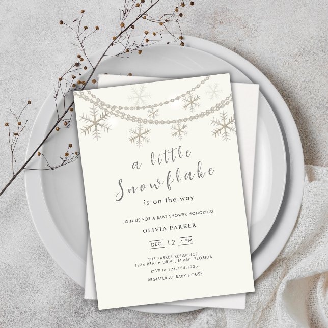 Elegante Schneeflocken Winterdusche Einladung (Elegant Snowflakes Winter Baby Shower Invitation)