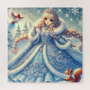 Elegante Schneekönigin im Winterwunderland Puzzle