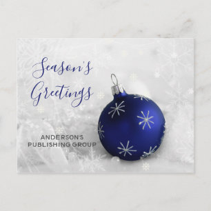 Elegante Schneeszene Navy Ornament Business Feiertagspostkarte