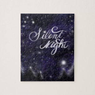 Elegante Schneeszene Stille Nacht Puzzle