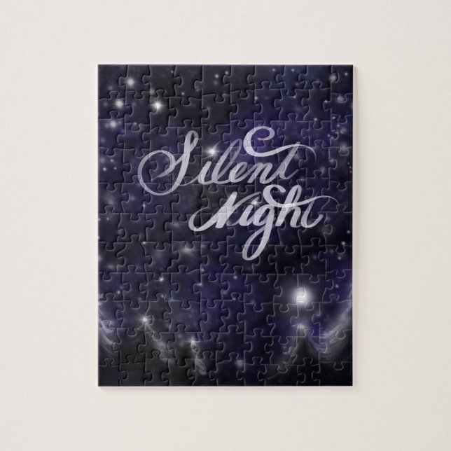 Elegante Schneeszene Stille Nacht Puzzle (Vertikal)