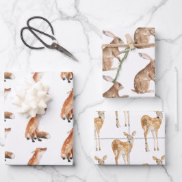 Elegante Schneewinters Animals Red Fox Hare Doe De Geschenkpapier Set