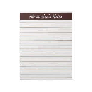 Elegante Schokolade Braun 8,5 x 11 Buchstabe Perso Notizblock