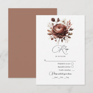 Elegante Schokoladen-Mousse-Blumenhochzeit RSVP Karte