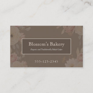 Elegante Schokoladenbraune Blumige Bäckerei Visitenkarte