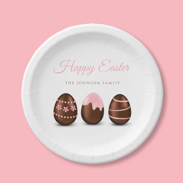 Elegante Schokoladeneier Happy Oaster Pappteller (Elegant Chocolate Eggs Happy Easter Paper Plates)