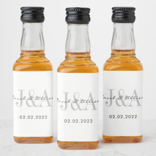 elegante schokoladenfarbene Gastgeschenk Hochzeit Alkoholflaschenetikett