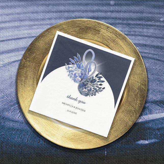 Elegante Schöne blaue Schwäne Kunst, Dichtung und  Serviette (Von Creator hochgeladen)