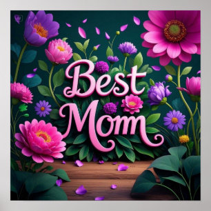 Elegante Schöne Blume der besten Mama Poster