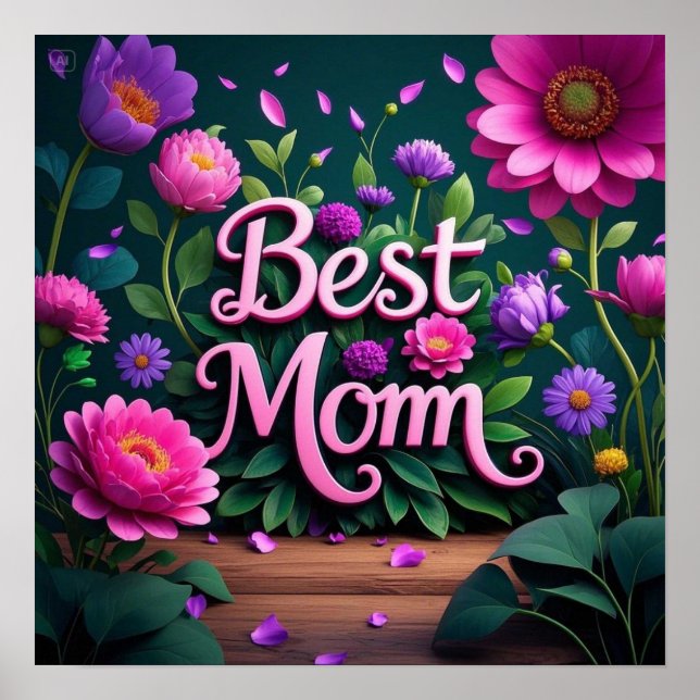 Elegante Schöne Blume der besten Mama Poster (Vorne)