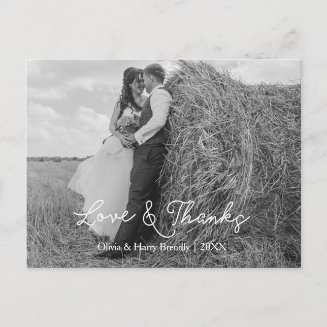 Elegante schöne Hochzeit Vielen Dank Postcard Postkarte (Vorderseite)