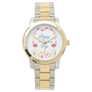 Elegante Schöne-Mutter-Tag-Blumenkunst Armbanduhr