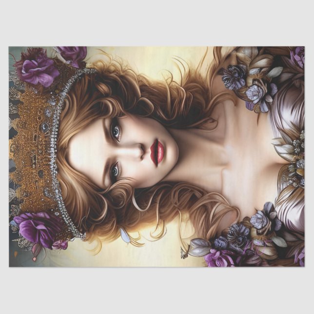 Elegante Schöne Prinzessin Lila Rose Entdecken Seidenpapier (Vorderseite)