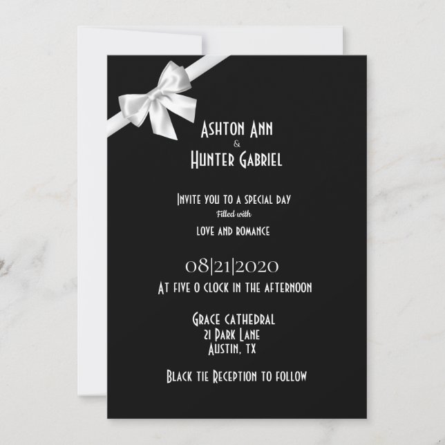 Elegante Schöne Schwarz-weiße Hochzeitseinladung Save The Date (Vorderseite)