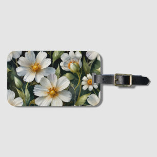 Elegante schöne weiße Blumen Wasserfarbe Chic Gepäckanhänger