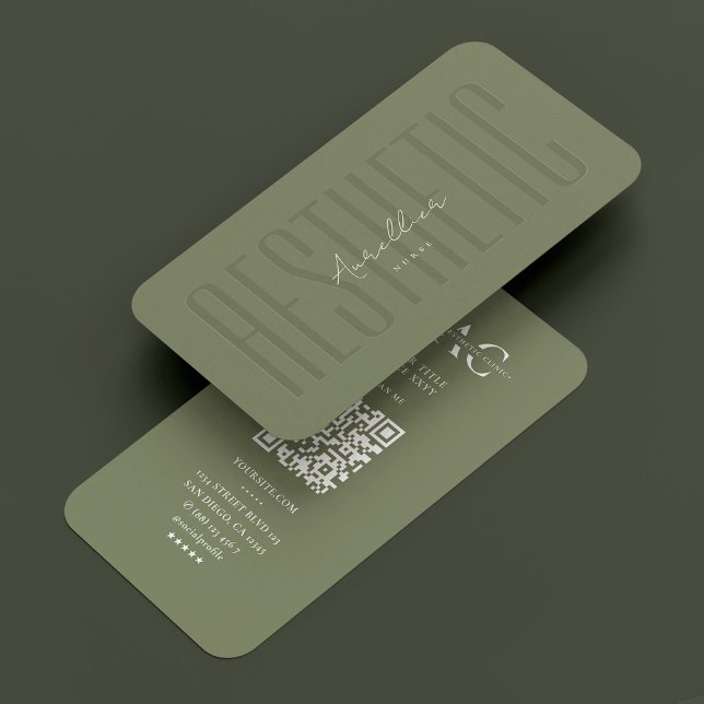 Elegante Schönheit Ästhetische Berufliche Seite Visitenkarte (Elegant Beauty Aesthetic Professional Sage Business Card
)