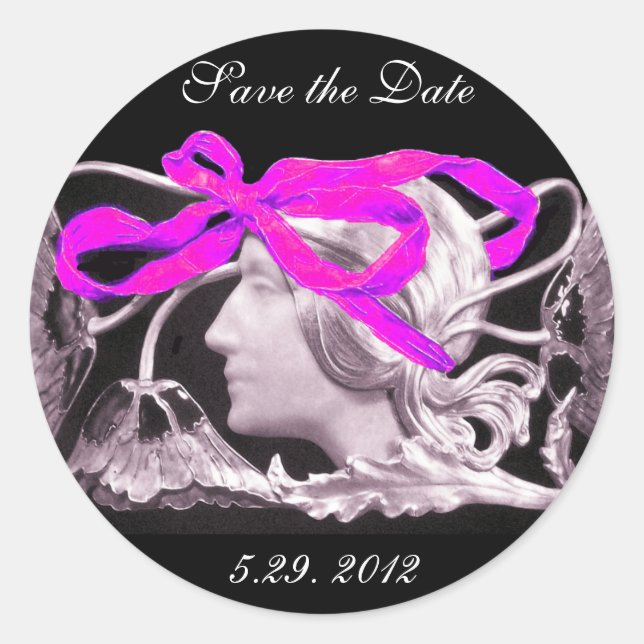 ELEGANTE SCHÖNHEIT / GESCHMACK MIT PINK BOW UND BL RUNDER AUFKLEBER (Vorderseite)