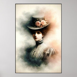Elegante Schönheit im vintage Nebel Poster