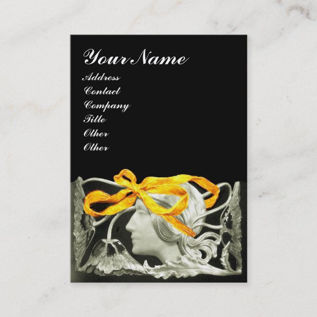 ELEGANTE SCHÖNHEIT /LADY MIT GOLD GELB BOW.BLUME VISITENKARTE (Vorderseite)