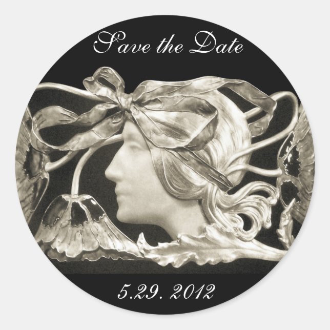 ELEGANTE SCHÖNHEIT / LADY MIT KUCHEN UND BLUME RUNDER AUFKLEBER (Vorderseite)