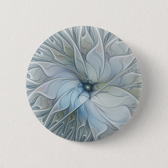 Elegante Schönheit Moderne Abstrakte Fraktal-Kunst Button (Vorderseite)