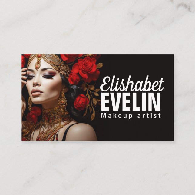 Elegante Schönheit: Rote Rosen und Gold gt56 Visitenkarte (Vorderseite)