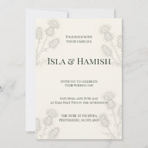 Elegante schottische Distel Botanische Hochzeitsei Einladung