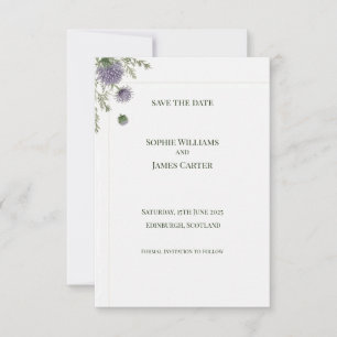 Elegante schottische Distel-Ecken-Hochzeits-Save-T Save The Date