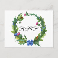 Elegante schottische Distel-Hochzeitsmenüwahl-RSVP