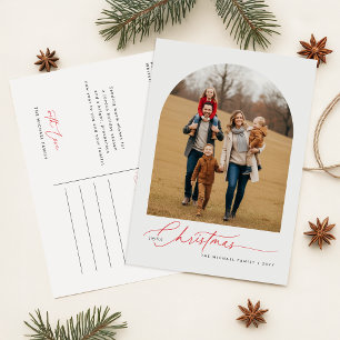 Elegante Schreibschrift Kalligrafie Familienfoto W Feiertagspostkarte
