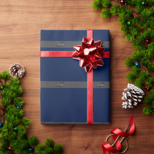 Elegante Schreibschrift-Monogramm Dunkelblau Grau  Geschenkpapier