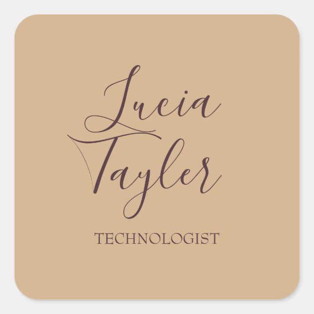 Elegante Schreibweise Quadratischer Aufkleber (Vorderseite)