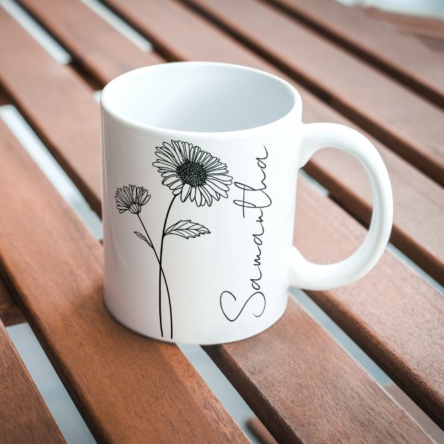 Elegante Schrift Aster September Geburtsblumen Nam Kaffeetasse (Von Creator hochgeladen)