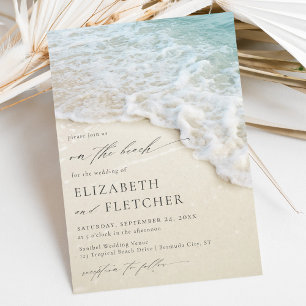 Elegante Schrift auf der Strandhochzeit Einladung