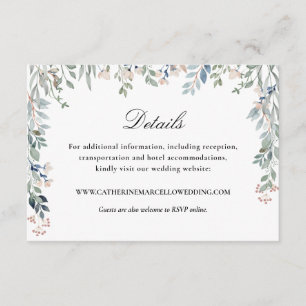 Elegante Schrift Blumen-Kaskade Hochzeitsdetails Begleitkarte