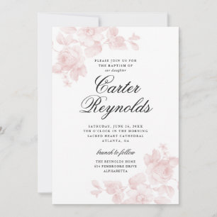 Elegante Schrift Blumen religiöse Taufe Einladung
