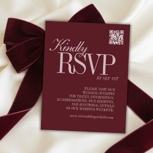 Elegante Schrift Burgunderroter QR-Code Formale Ho RSVP Karte