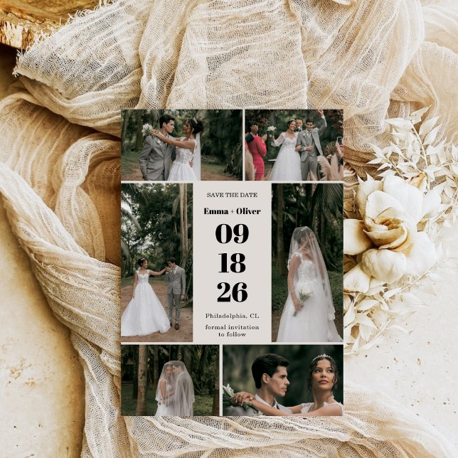 Elegante Schrift Collage Hochzeit Save The Date (Von Creator hochgeladen)