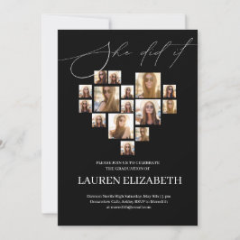 Elegante Schrift einfache 15-Foto-Collage Abschlus Einladung