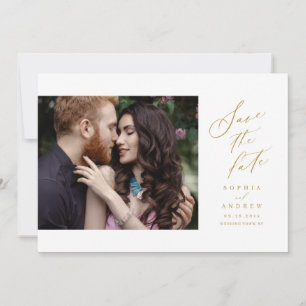 Elegante Schrift einfache Foto-Hochzeit Heiratsant Save The Date