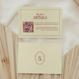 Elegante Schrift Elfenbein Creme QR-Code Hochzeits Begleitkarte